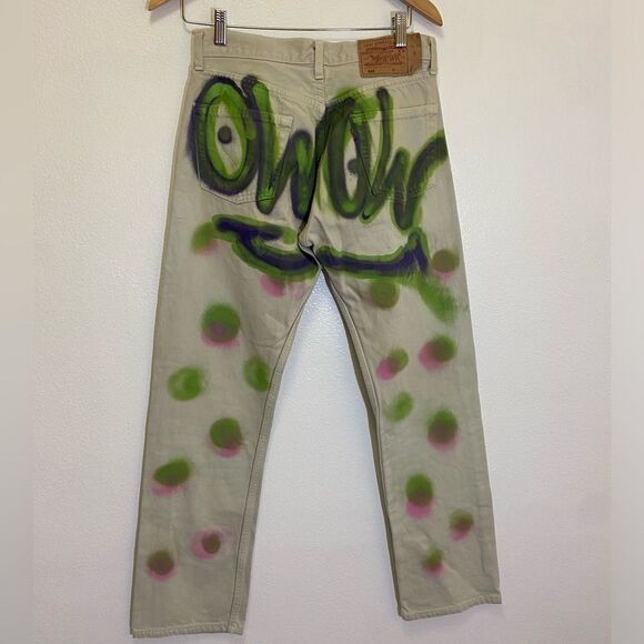 Men's Jeans Vintage Y2K 501 - Levi's DIY Graffiti - 30 x 30 - Picture 1 of 8